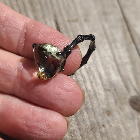 Green Amethyst 6k & garnet ring sz8.25 - Picture 5 of 7